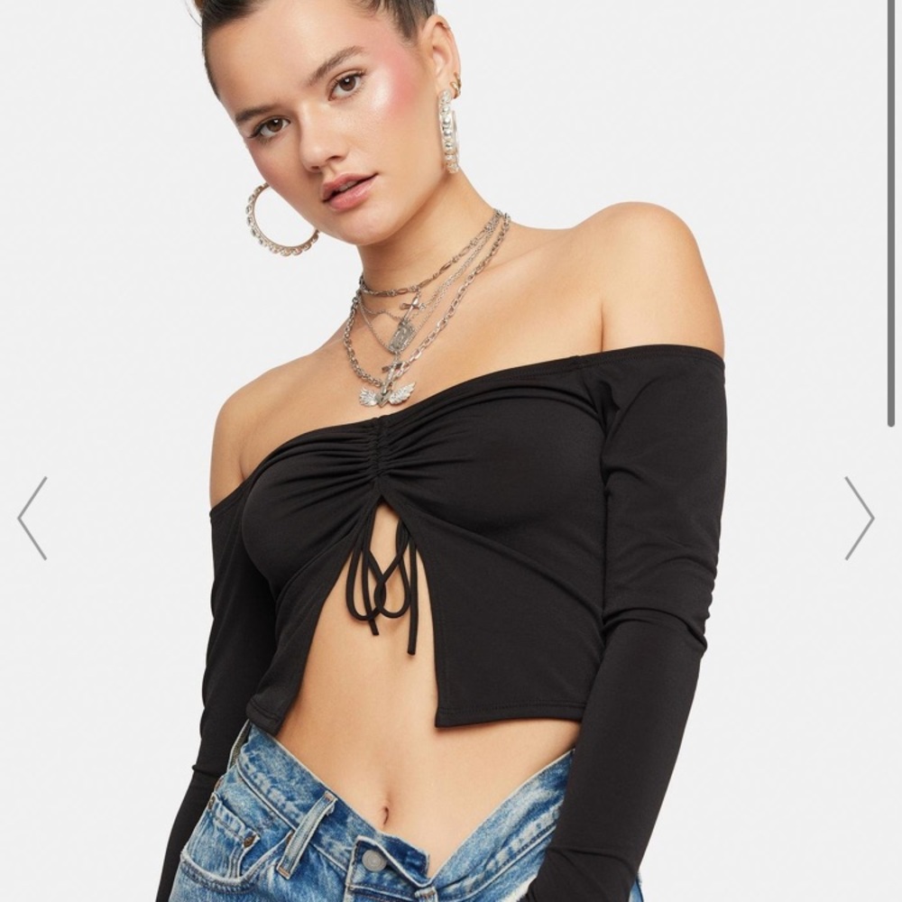 NEW dolls kill off shoulder ruched top